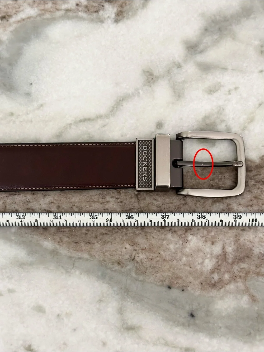 Brown Bonded Leather Belt with Silver Buckle